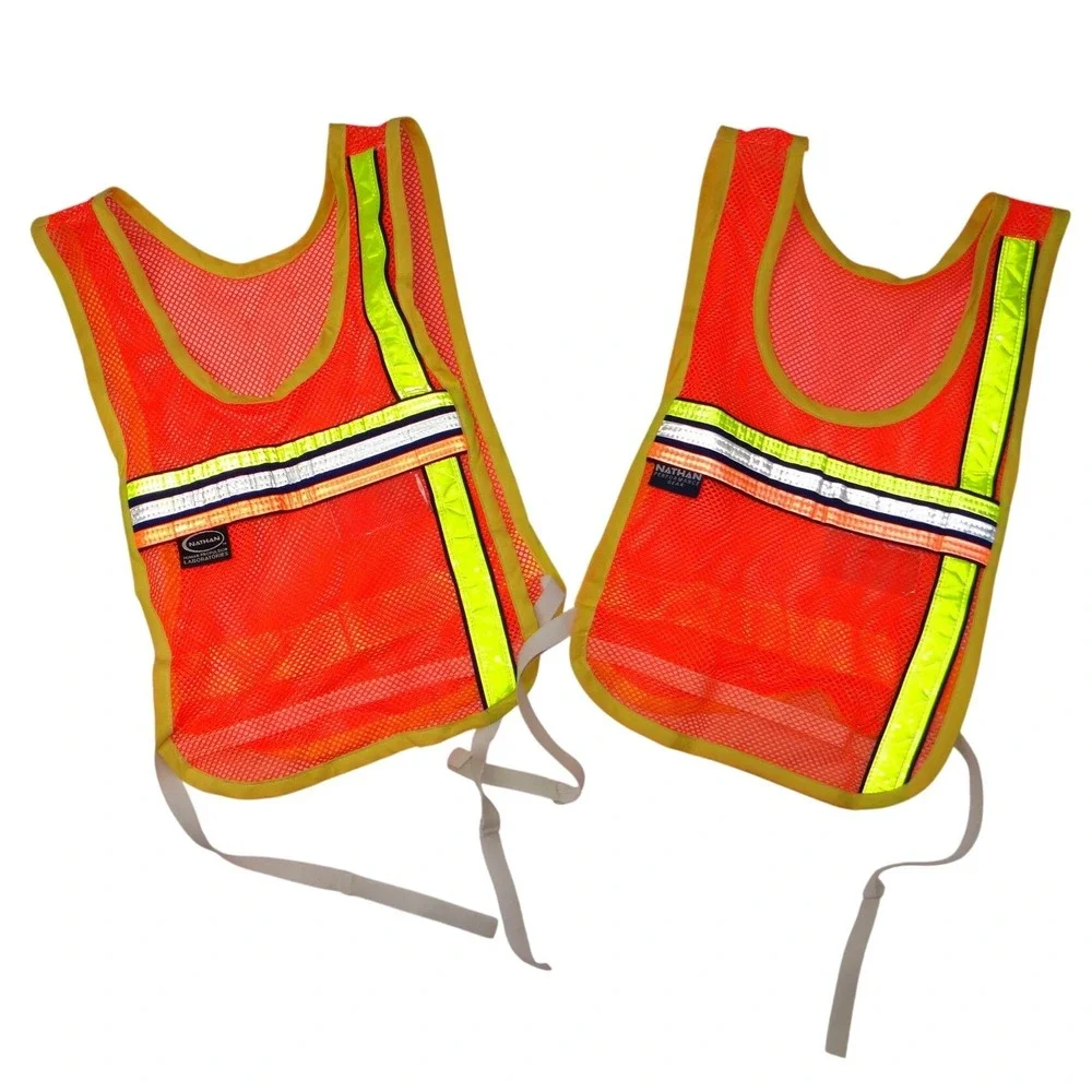 Kids Safety Vest High Visibility Orange Mesh Reflective Tie Closure Set of 2